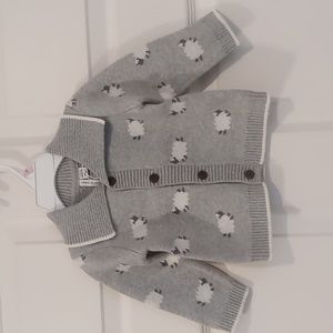 Janie and Jack Gray Sheep Knit Sweater Cardigan